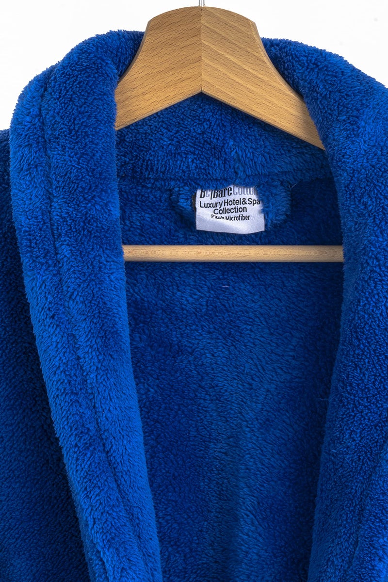 BC BARE COTTON Bare Cotton Kids Microfiber Fleece Shawl Robe - Girls - Royal Blue - Large - Image 4